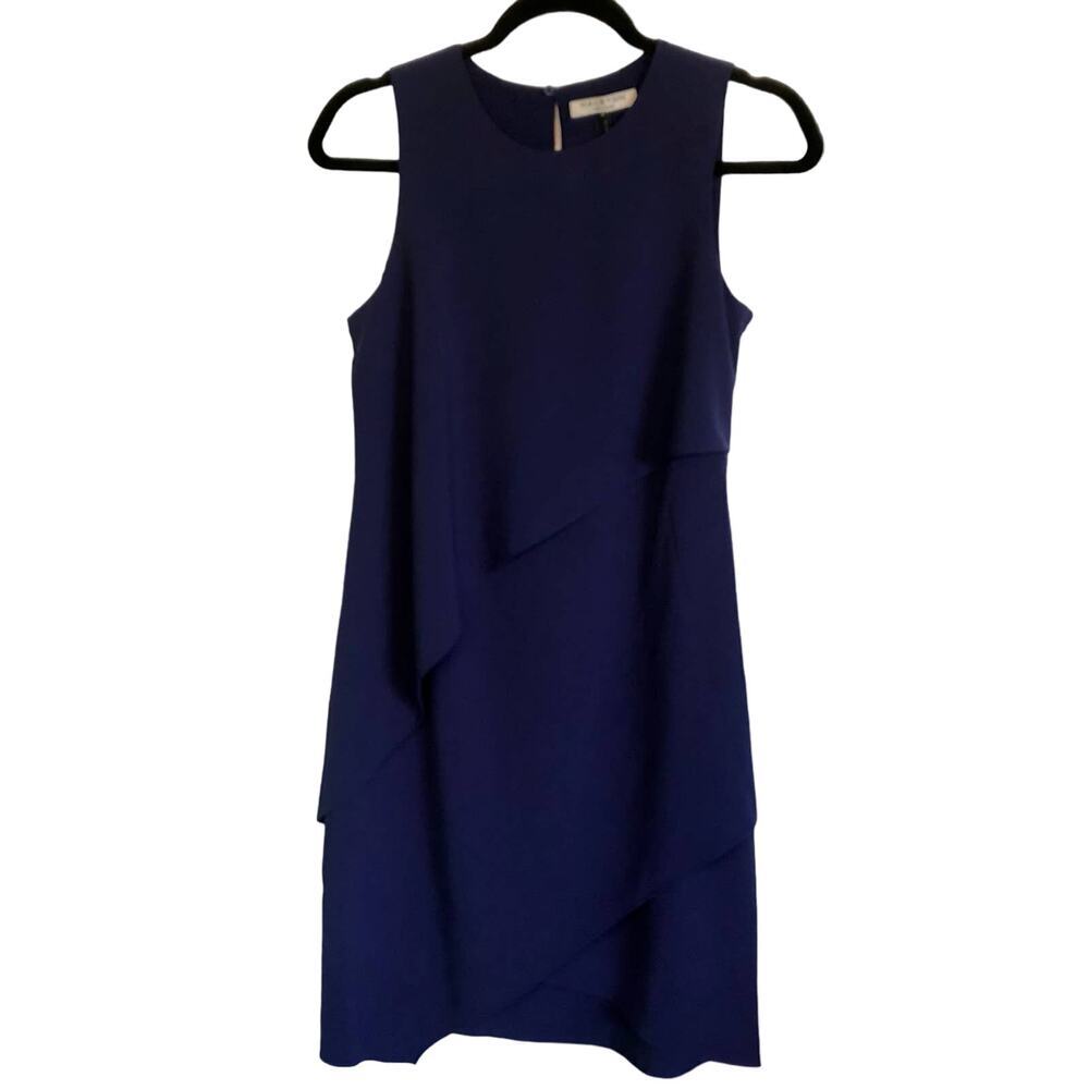 NWOT Halston Heritage Purple Tiered Shift Dress Size 2 Sleeveless Work Party